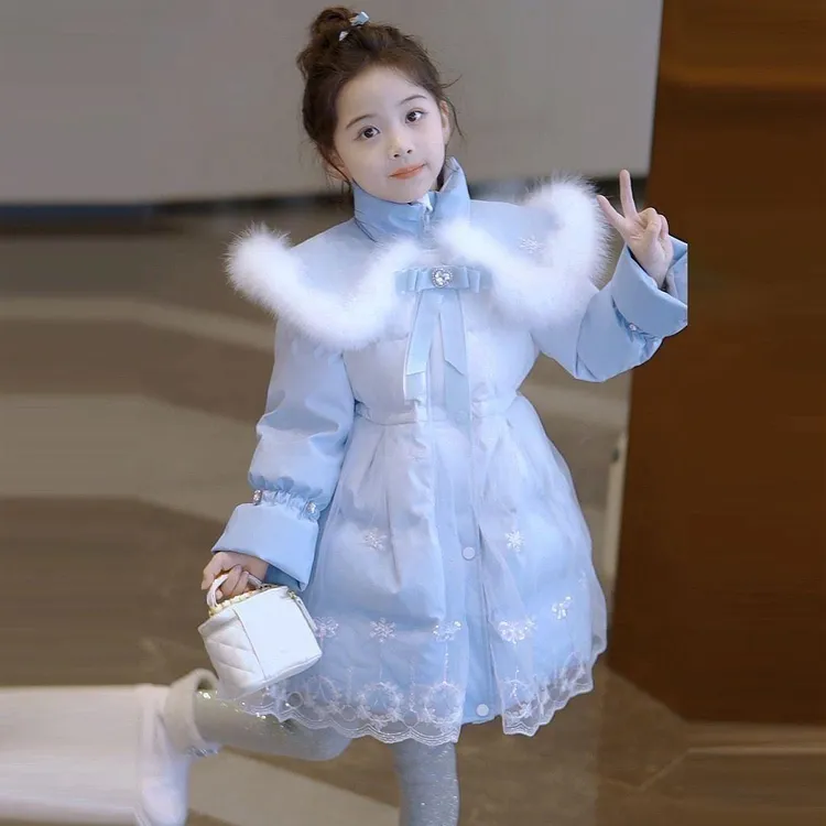 巴拉童年女童羽绒服冬季2024新款中大童加厚儿童公主风高级洋气韩