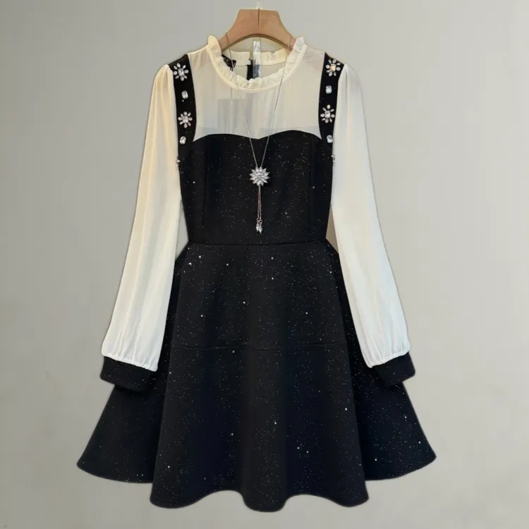 岚岚大码女装新款时尚名媛范显瘦连衣裙9165