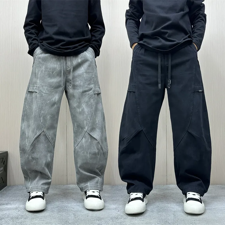 昊Studio冬季男士加绒百搭潮流直筒休闲男美式宽松复古日系牛仔裤