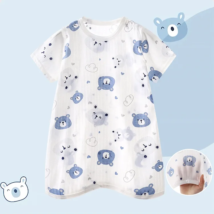 婴儿睡衣春夏季薄款纯棉长袖睡袍空调服新生儿衣服男女宝宝家居服