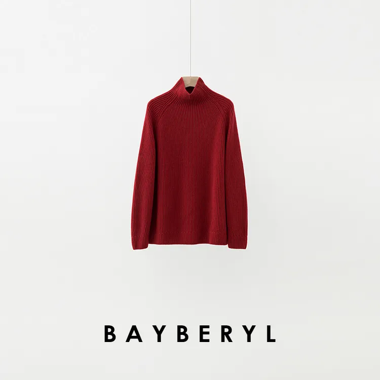 BAYBERYL老贝贝嫂*高领插肩袖羊绒厚针织衫ZZS5K0801-11/11
