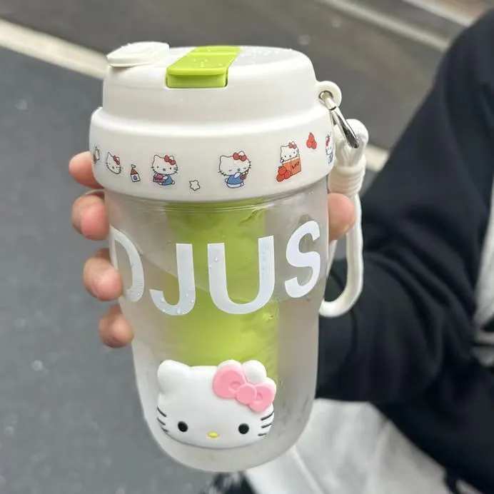 高颜值水杯2024新款女生泡茶杯双饮带吸管杯子学生可爱提手随行杯