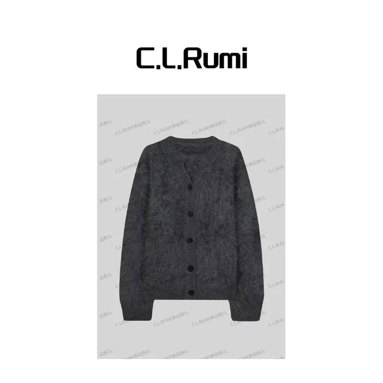 【Rumi小店】“雪拉绒”25秋高克重软糯拉毛羊绒V领开衫上衣7070ks