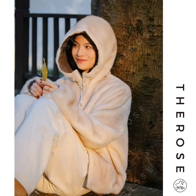 之柔【希娜蒙 连帽外套】哥本哈根进口水貂天然OLMETEX两面穿上衣女
