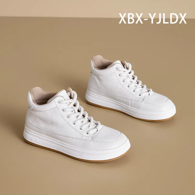 头层牛皮软底高帮小白鞋女秋冬新款系带平底百搭时尚休闲运动板鞋