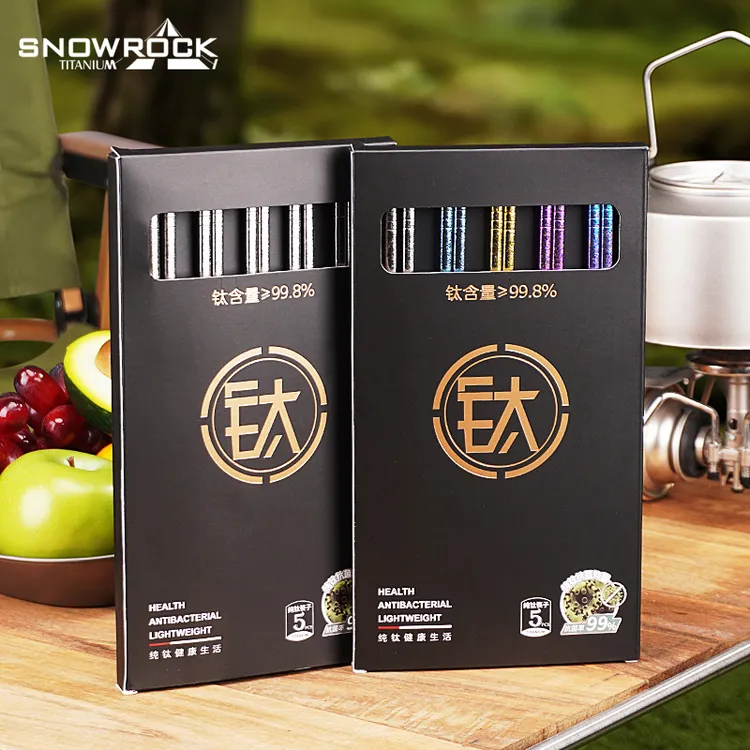 带Ti标-纯钛冰花筷子（五双装）