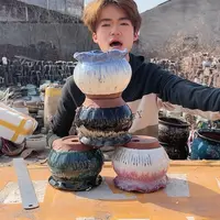 无铅玻璃宜兴紫砂花盆