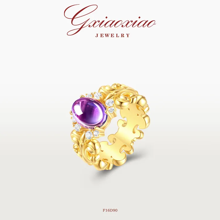 G XIAOXIAO 镀K金【紫鸢】轻奢气质高级鸢尾花戒指 F16D90