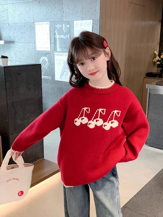 儿童毛衣女童2025秋冬装新款上衣儿童洋气加绒加厚保暖打底针织衫