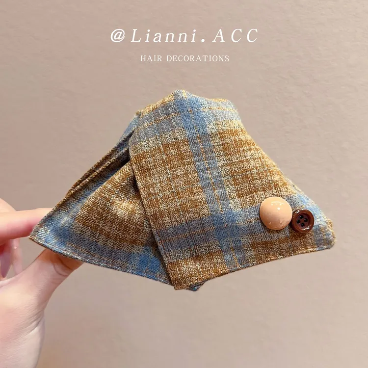 韩版格纹三角抓夹女2025新款高级感贝壳头饰后脑勺鲨鱼夹发卡发饰
