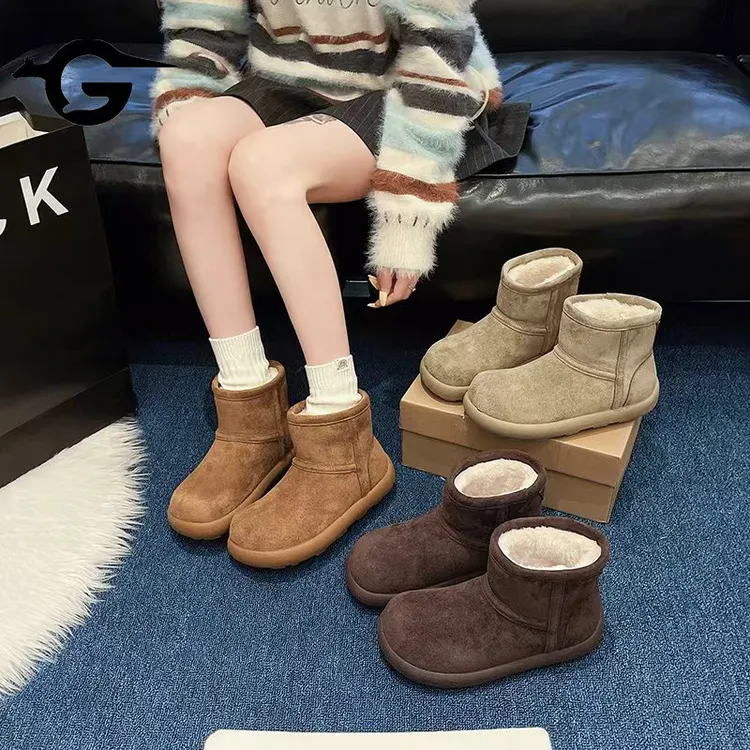 内增高袋鼠防滑雪地靴2025新款冬季保暖爆款棉鞋防水面包雪地棉