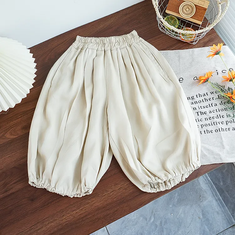 莱赛尔灯笼裤韩系白色宽松儿童休闲裤童装夏季薄款百搭韩版简约