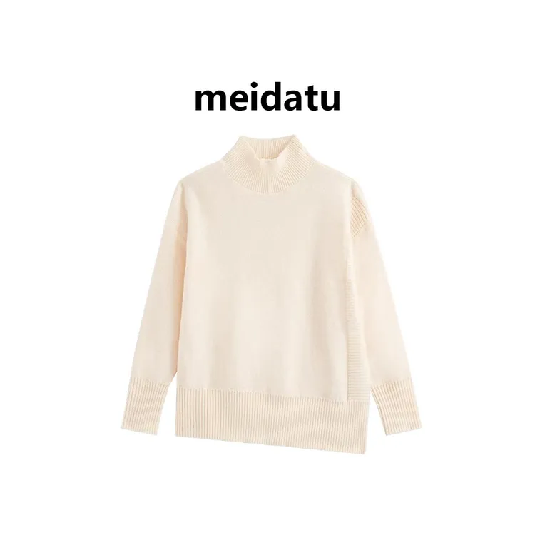 美哒兔（秋日雅致）简约百搭中领针织上衣CM652-25Q