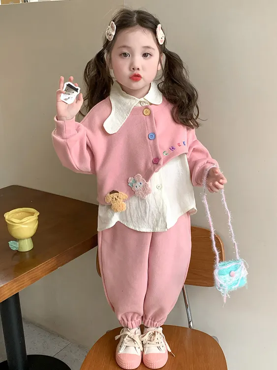 女童秋装套装2025新款时髦童装儿童卫衣裤子女宝宝洋气两件套春秋