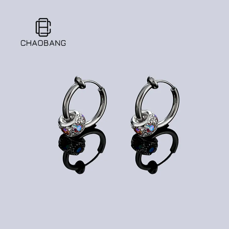 chaobang/潮邦 钛钢耳饰 炫彩镶钻耳环个性冷淡风耳饰时尚ins饰品