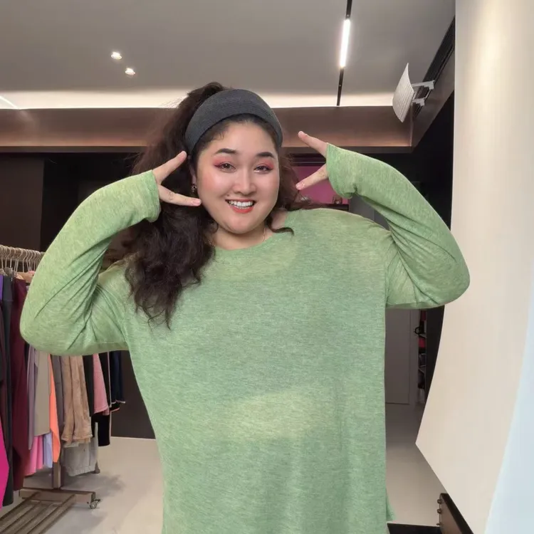 励志女孩大码瑜伽健身速干加长加大宽松长袖罩衫上衣SY-B1