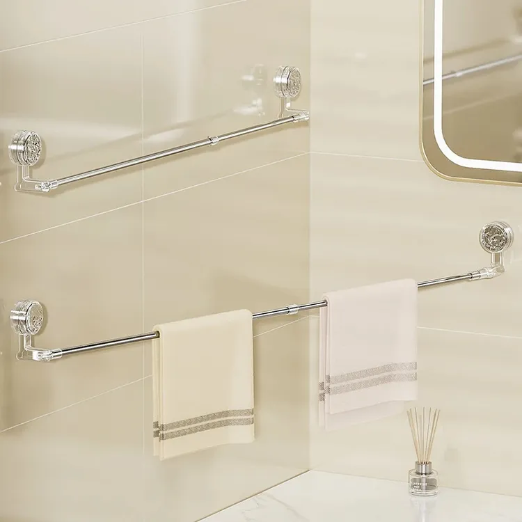 波纹吸盘旋转伸缩毛巾架浴室浴巾拖鞋防潮晾晒架免打孔轻奢置物架