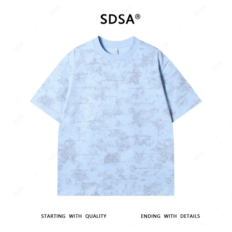 SDSA夏季新款男士痞帅美式扎染满天星字母设计圆领短袖T恤宽松潮