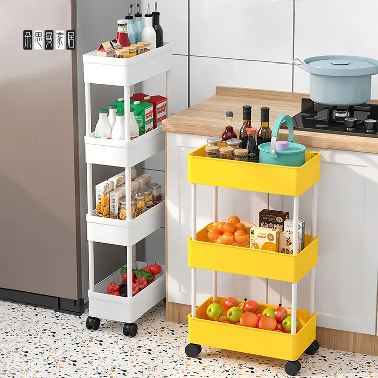 朵思曼卫生间可移动多层置物架落地推车洗漱台浴室厨房夹缝收纳架
