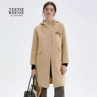 TeenieWeenie小熊女毛呢外套25时髦优雅宽松连帽大衣TTJW258TW8B