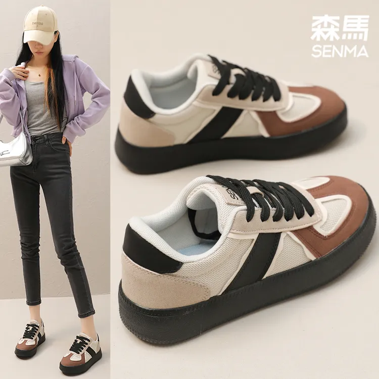 森马女鞋【双十一好物】2025年爆款情侣运动休闲德训鞋防滑增高板鞋