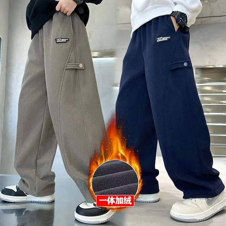 男童秋冬季灯芯绒裤2025新款中大童加绒休闲裤儿童春秋款运动裤潮