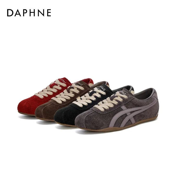 达芙妮真皮德训鞋2025秋季新款爆款休闲鞋时尚百搭防滑平底鞋子SS