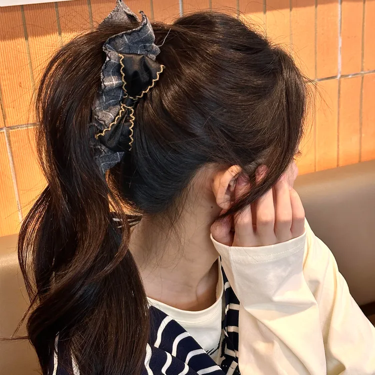 黑色格子蝴蝶结香蕉扭扭夹女高级感百搭头饰后脑勺盘发竖夹发卡