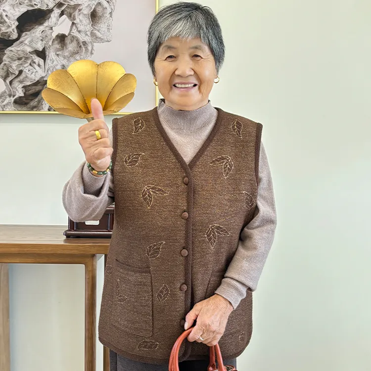 奶奶装秋装马甲气质上衣中老年妈妈装新款洋气马夹老太太时尚衣服