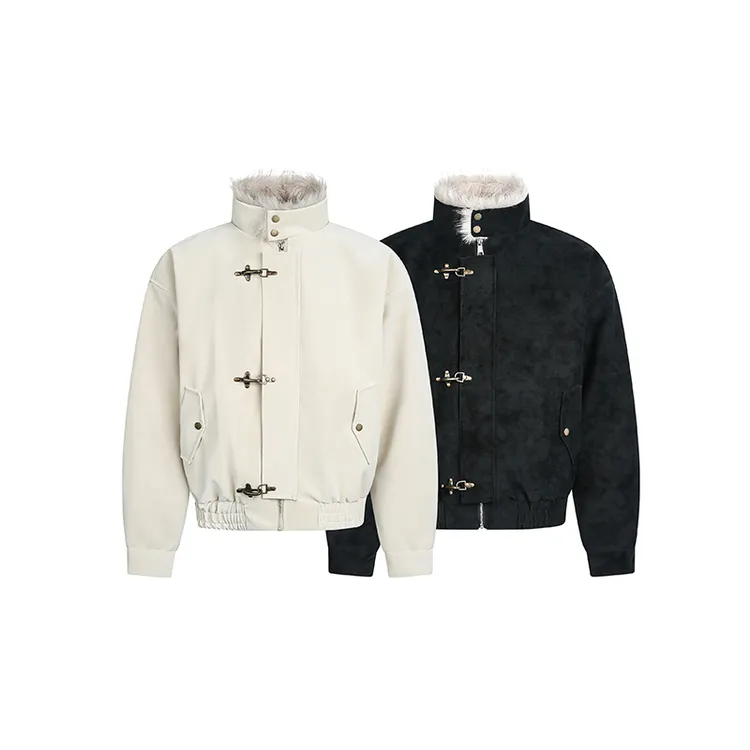 LIGGICC「暗裔雕」染尖托卡长毛飞机扣哈灵顿pu皮衣座山雕棉服夹克