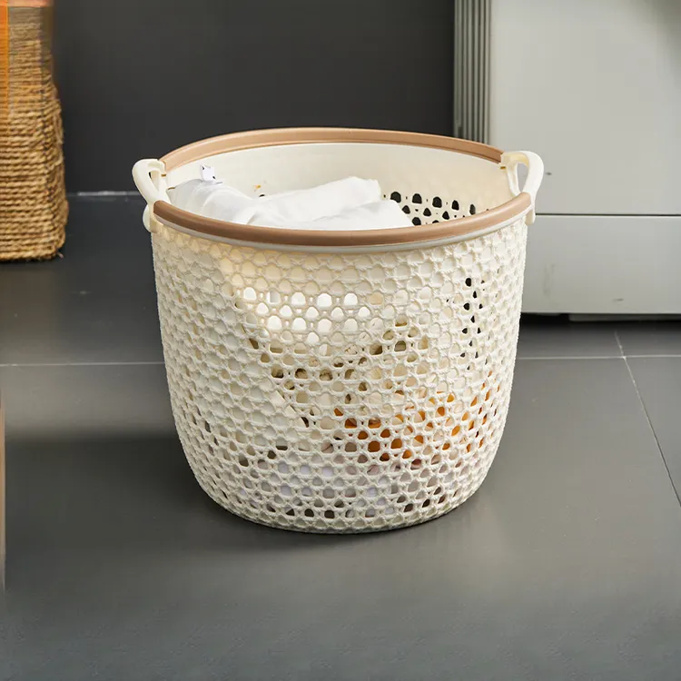 严选日式手提脏衣篮防水脏衣服收纳筐脏衣筐大号镂空塑料脏衣篓