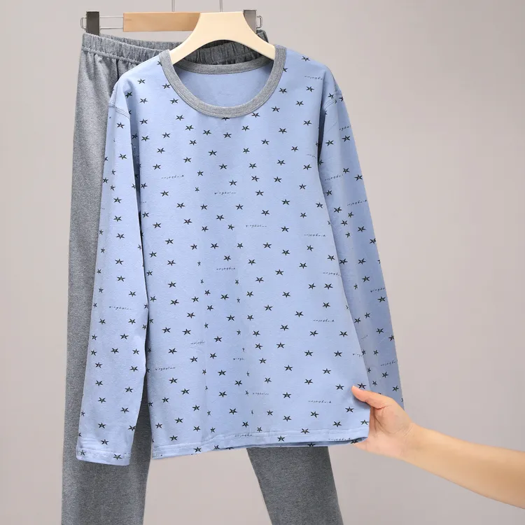 大童睡衣纯棉男童春秋女童家居服套装青少年秋衣秋裤保暖内衣5814