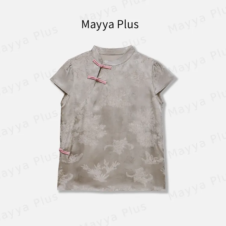 【锦绣伊人】Mayya Plus麦芽定制国风暗纹提花衬衫气质短袖32528352