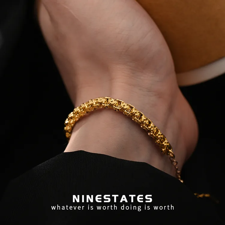 钛钢手链 坦途手链轻奢饰品复古小众欧美简约古法百搭手链素款