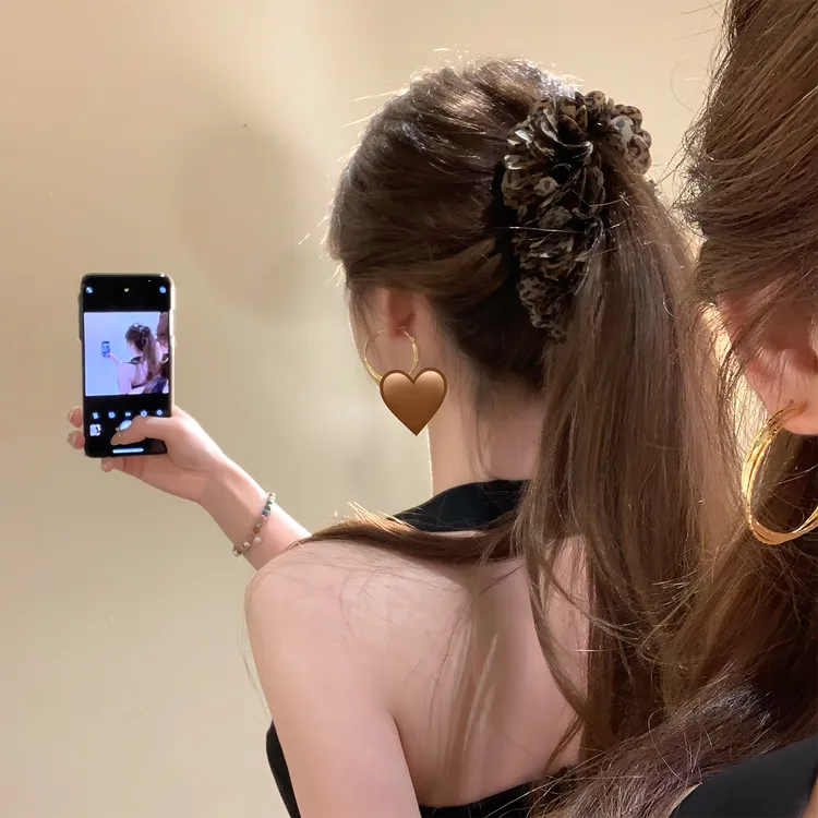 复古豹纹花朵香蕉夹女后脑勺抓夹大号发夹竖夹马尾夹头饰发卡发饰