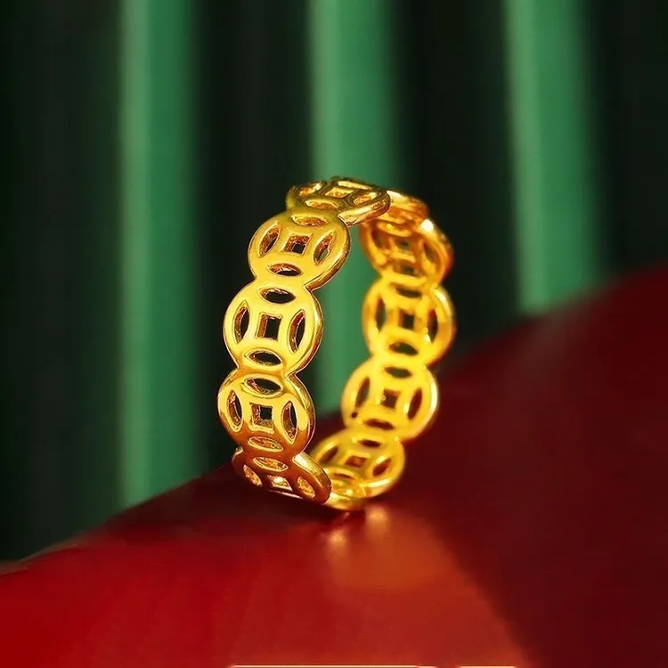 铜合金戒指 首饰指环金色网红招财戒指ksرەڭئۆڭمەيدۇ