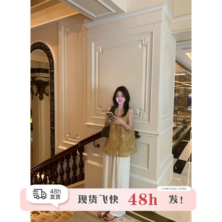 陳文文xenl【云柔漫步】夏季新款薄款百搭宽松显瘦阔腿裤女K0124
