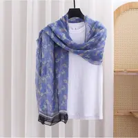 1242 女薄款韩版丝巾百搭成人复古马车多巴胺穿搭文艺夏季围巾