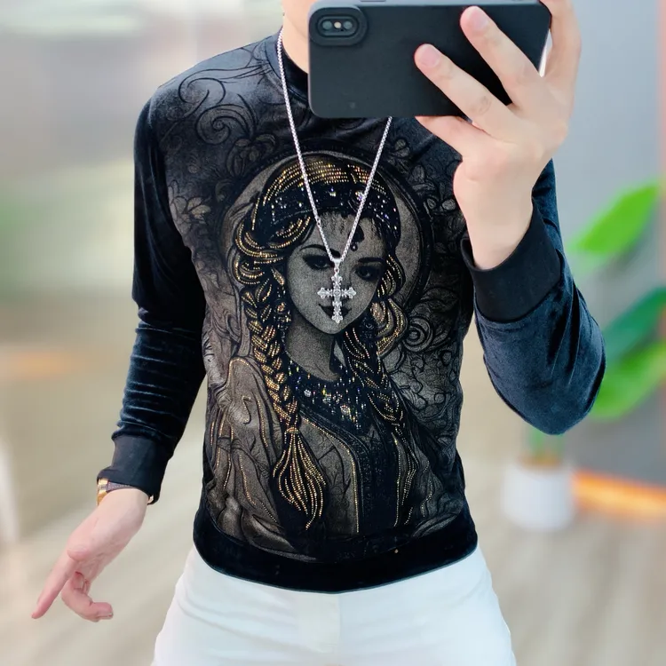 阿凯严选-欧货秋冬新款男士爆款丝绒时尚休闲潮流，百搭打底卫衣