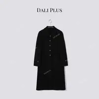 DALI PLUS【苏力羊驼圈圈毛+澳毛】波浪线长款呢大衣-D5CK2123