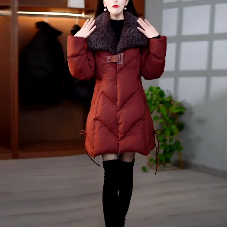 时尚五防免洗加厚保暖羽绒服2025冬季新款女士宽松遮肉白鸭绒外套