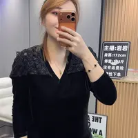 岩岩家v领重工高品质显瘦女上衣2327