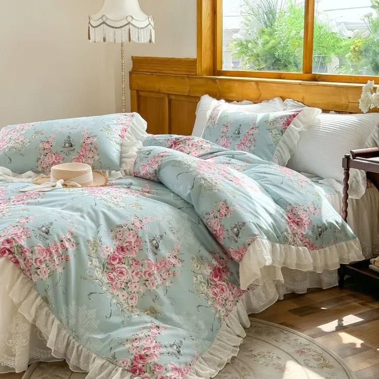 爱丁堡床上用品防滑印花韩式清凉夏季田园风床品套件四件套美式