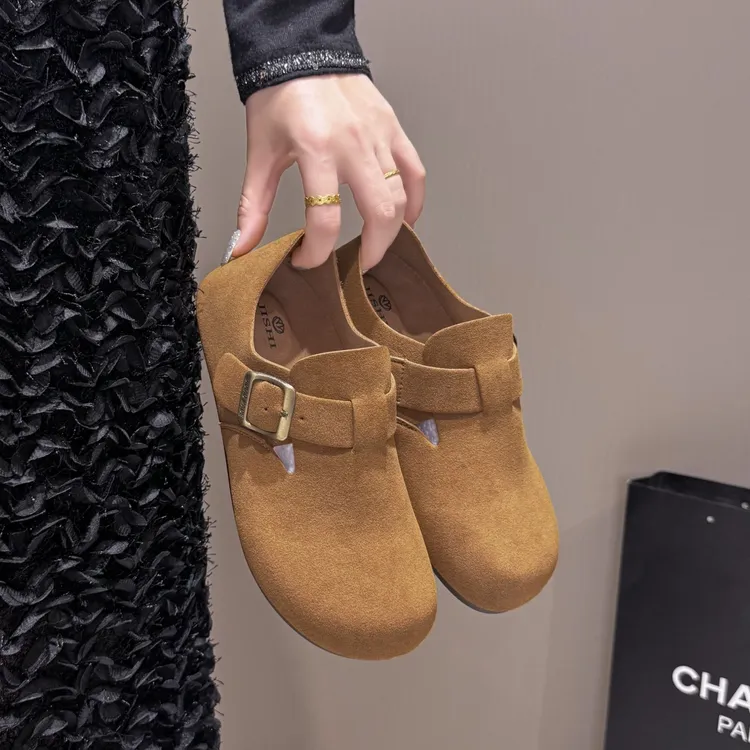 勃肯鞋女2025秋冬季新款软底轻便一脚蹬单鞋包头小众百搭女鞋