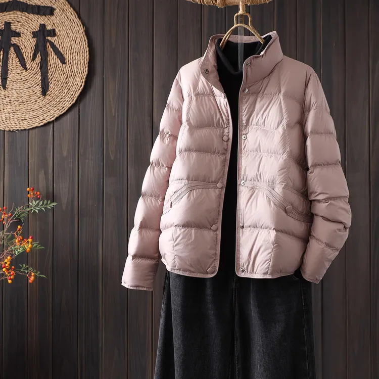 2025年韩版新款时尚轻薄羽绒服女短款立领显瘦宽松小个子保暖外套