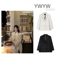 【YWYW25F/W】秋冬气质纯色宽松保暖夹棉毛呢西装外套5806