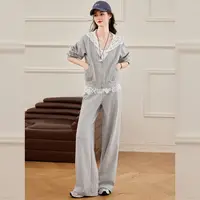 【商场同款新品】白鹿语25春款气质时尚微弹异质拼接女套装BY20391
