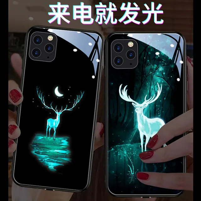 麋鹿适用苹果16promax来电发光iphone15plus玻璃手机壳14林深见鹿