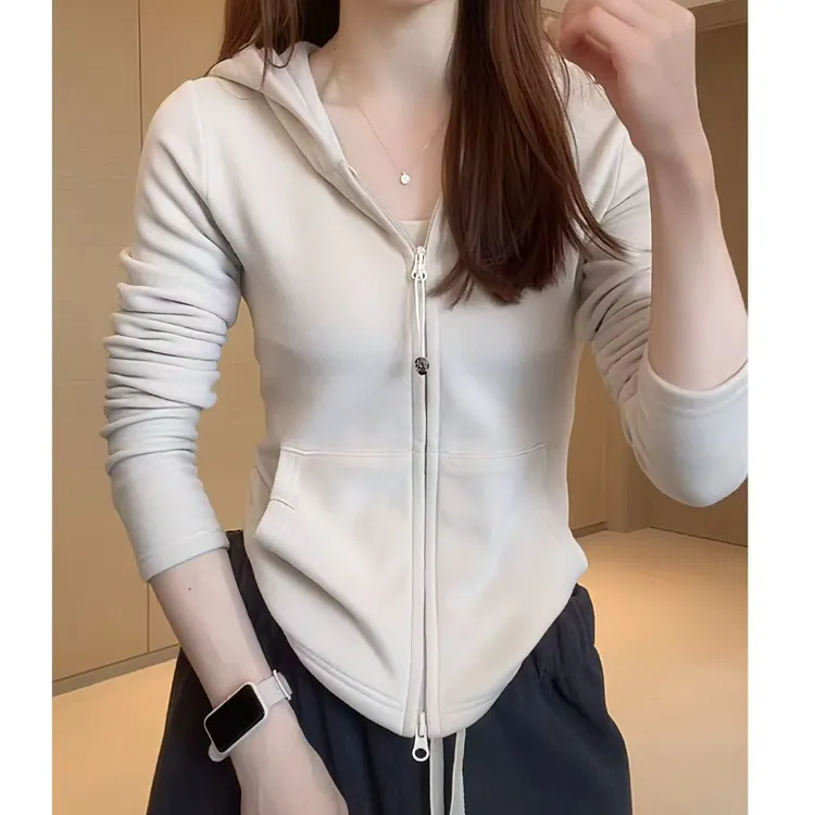 【加厚德绒】2025秋冬锁温热循环连帽休闲气质百搭运动女时尚上衣潮