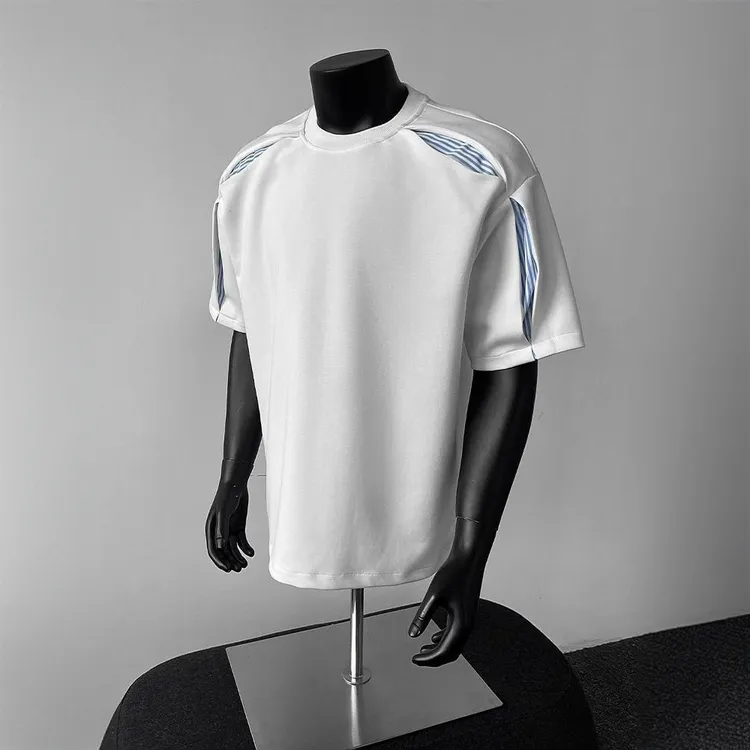 美式潮流短袖t恤男夏季新款休闲宽松大码拼接痞帅半袖圆领体恤衫